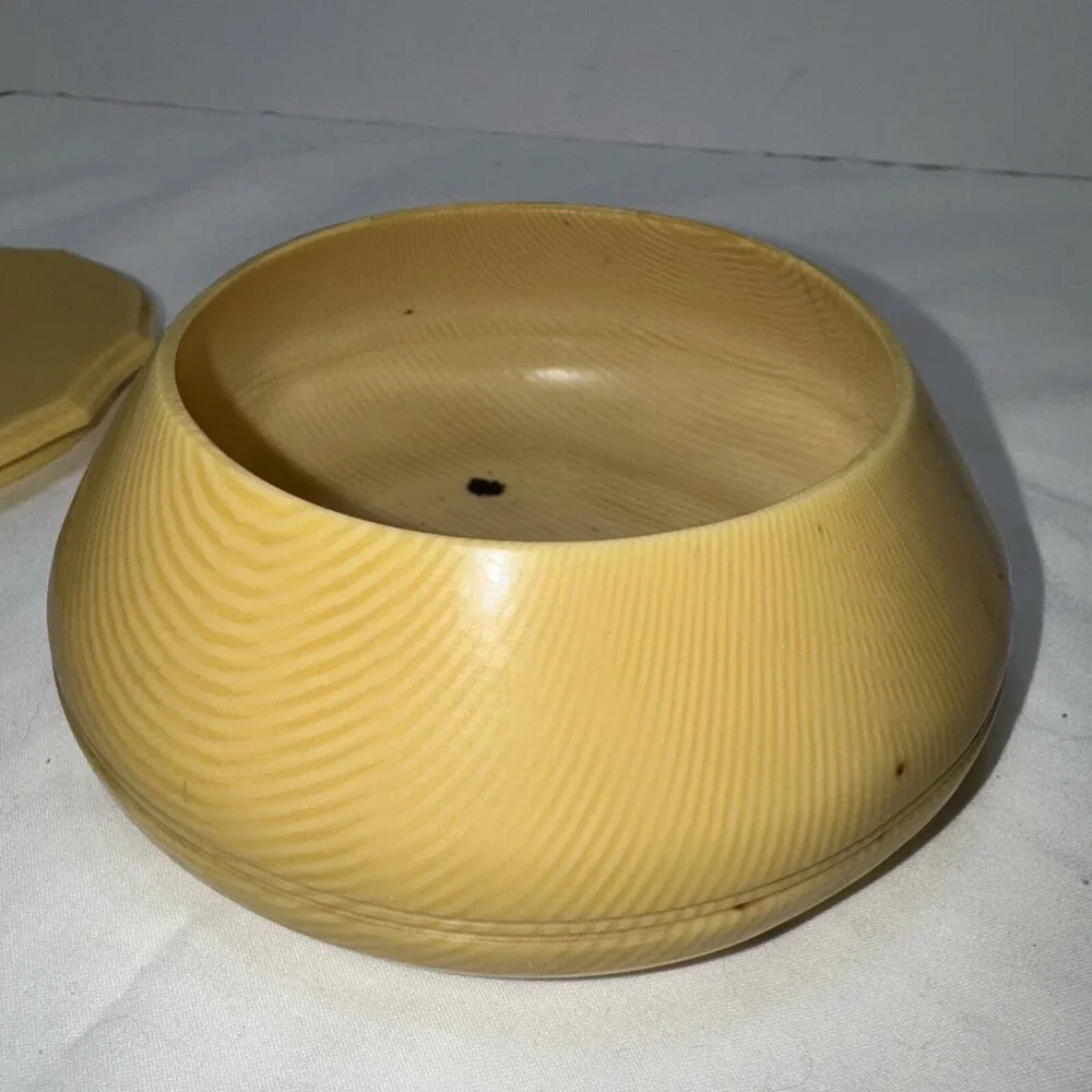 Bakelite Celluloid Hair Catcher Vanity Lidded ERS monogram